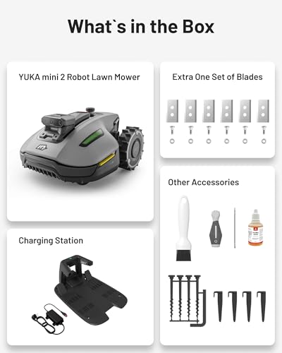 MAMMOTION YUKA mini 2 500 Robot Lawn Mower without Boundary, Recommended 500 ㎡, Tri-Cam AI Vision, NO RTK, No Signal Dropouts, Auto Multi-Zone Mapping, DropMow, 45% Slopes Cutting Heights 20-60mm