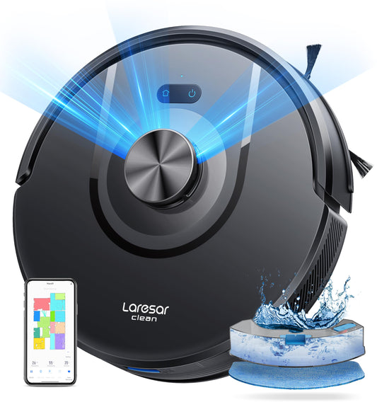 Laresar Clean Robot Vacuum and Mop, 7000Pa Suction, 180Min Runtime, Robot Vacuum Cleaner with Lidar Navigation Mapping, APP/Voice Control, Ideal for Pet Hair, Carpet and Hard Floors, Mars01